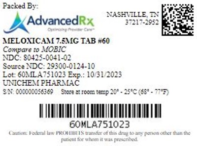 Meloxicam 7.5mg Tab Qty 60 Ndc 80425 0041